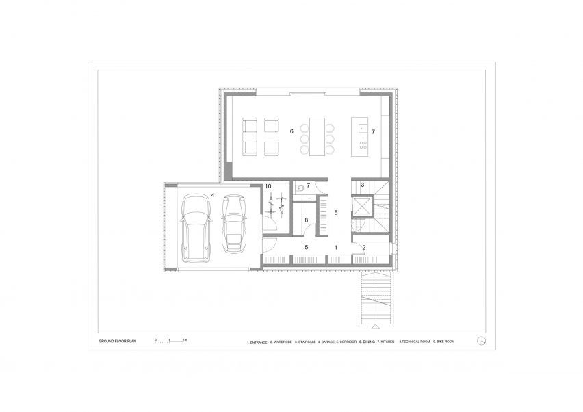Ground floor plan of Villa Eternal Way by OFIS Architekti