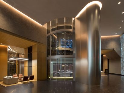 Car elevator in Porsche Design Tower Miami