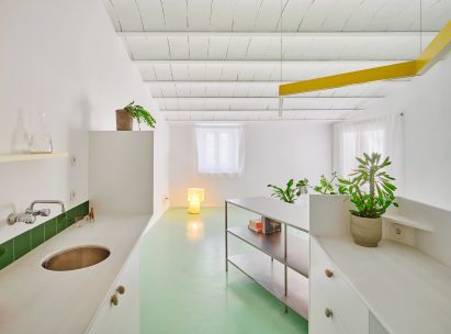 Boxy metal kitchen island
