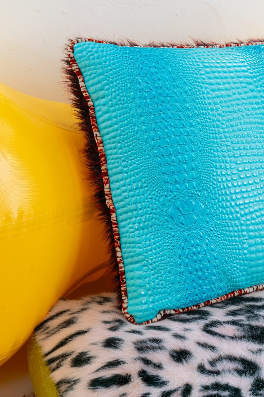 Blue textural pillow