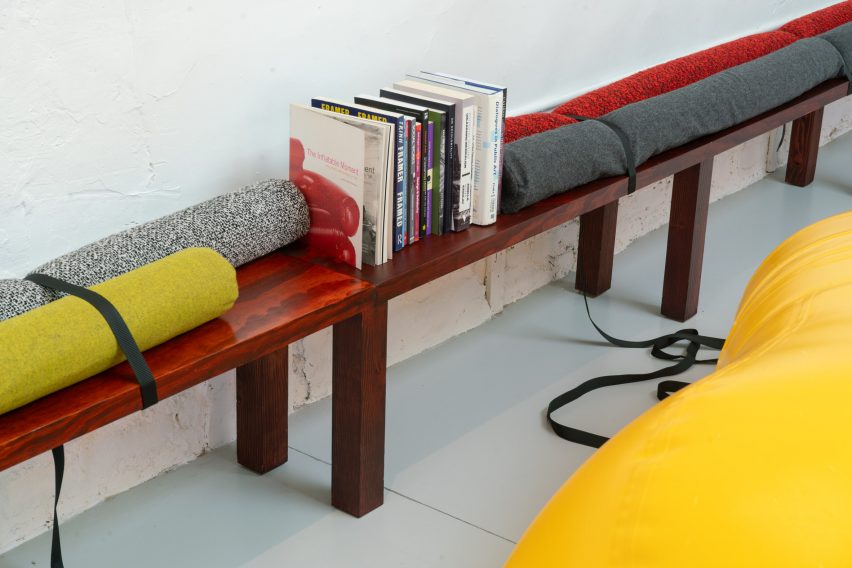 Bench covered in cushions