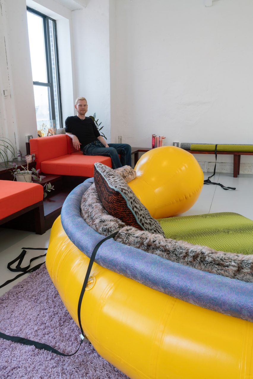 A yellow inflatable seating