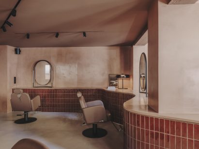 Work station of Curly Labs hair salon by Miriam Barro