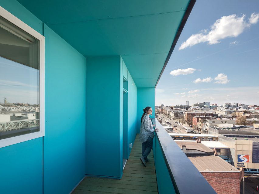 Blue wall in porch