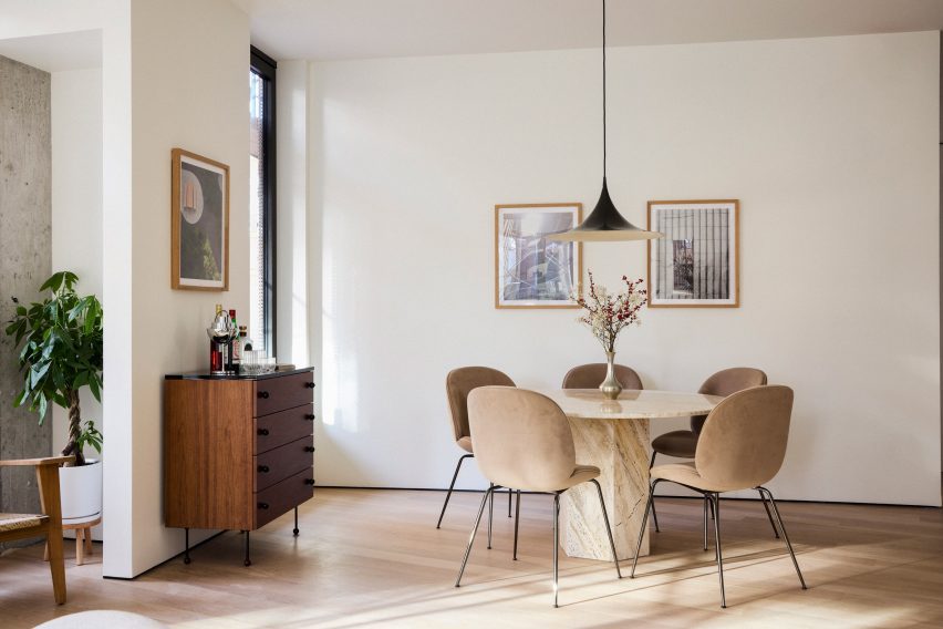 Interiors with beige furniture