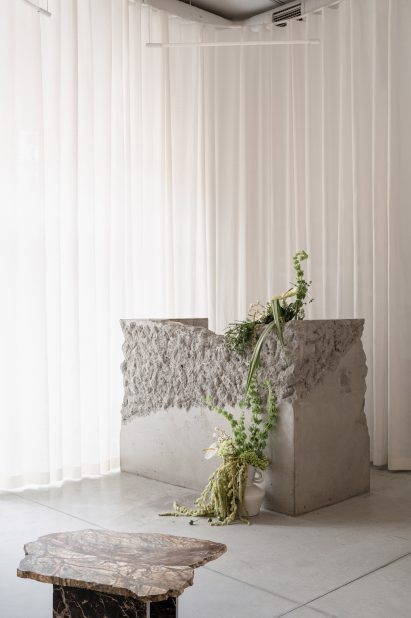 Stone reception desk