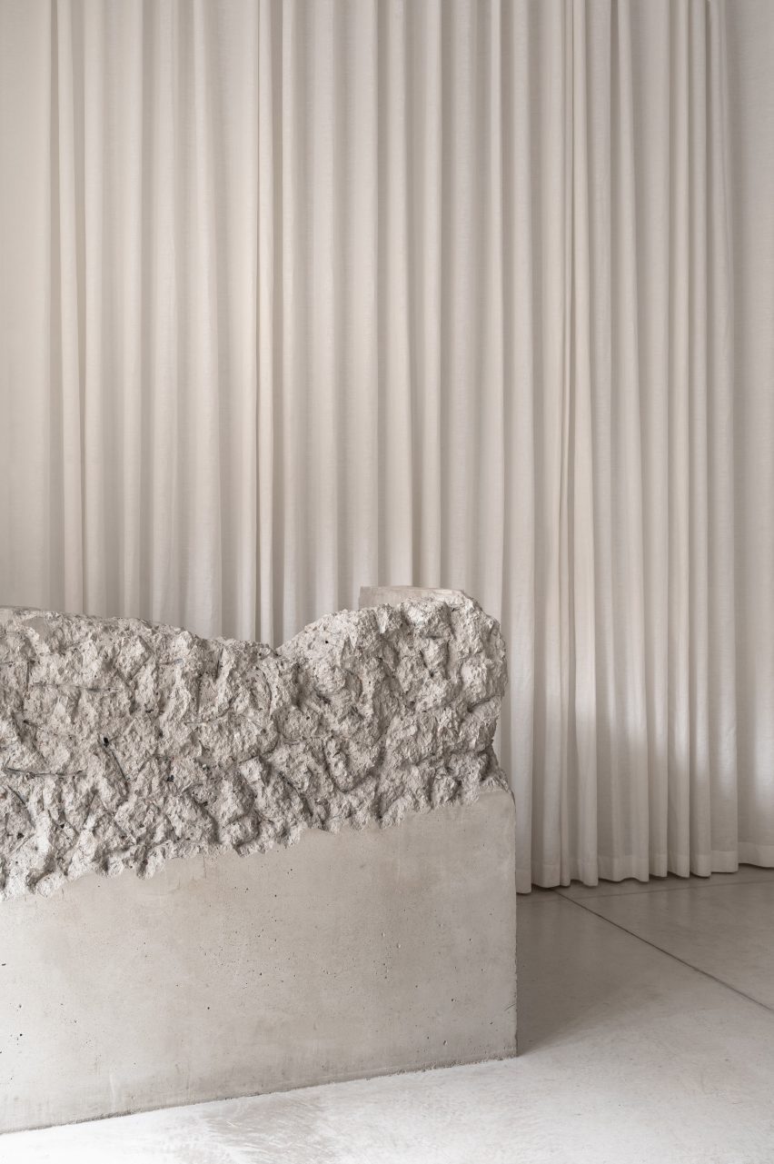 Stone reception desk