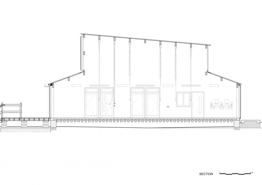 Section of The Big Roof by Invisible Studio and Mole Architects