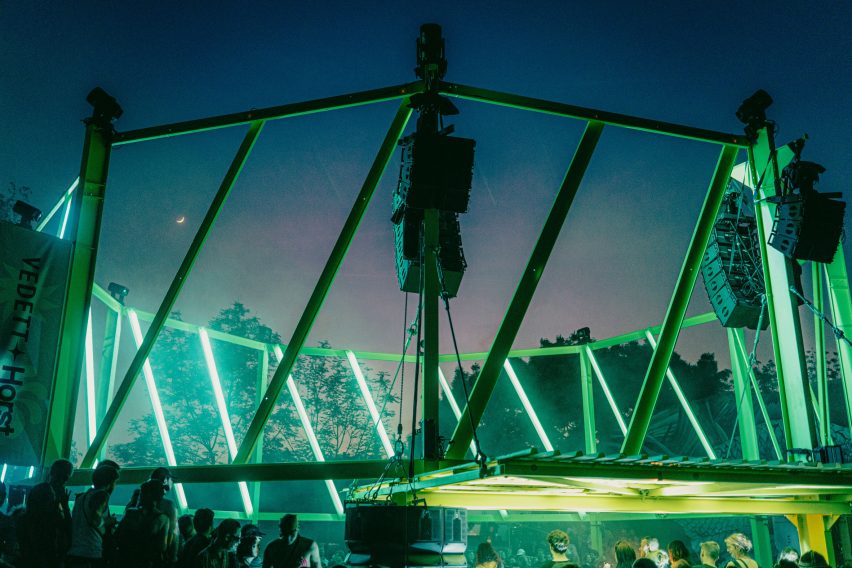 Stage lit up at night during Horst Arts and Music festival 2024