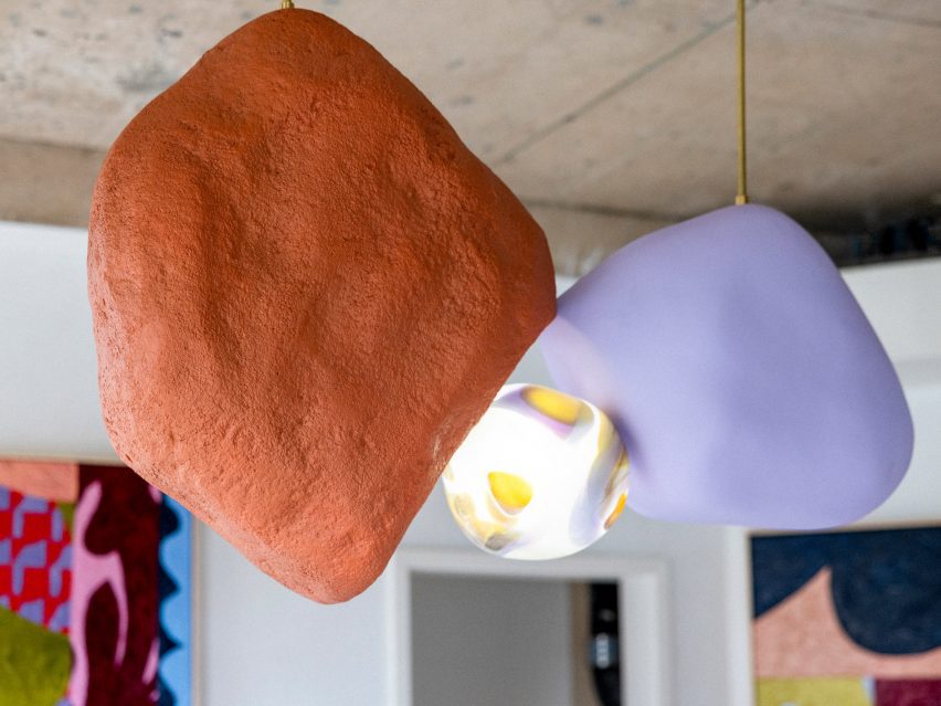 Lamp hanging from ceiling