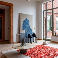 House with red patterned rug