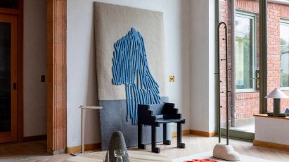 House with red patterned rug