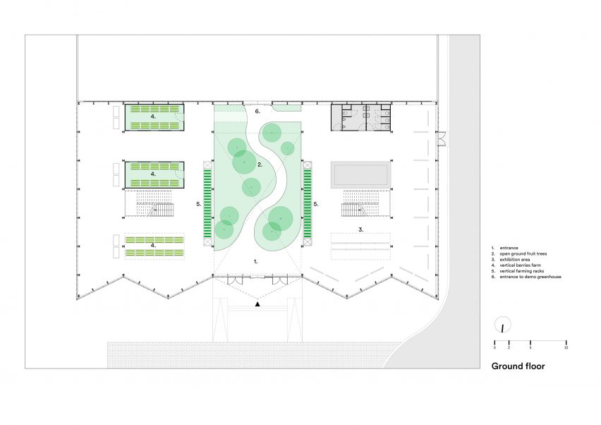 Plan of Vertical Farm Beijing by Van Bergen Kolpa Architecten