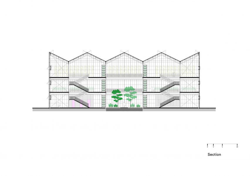 Plan of Vertical Farm Beijing by Van Bergen Kolpa Architecten