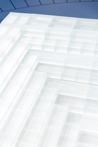 Stacks of frosted glass bricks