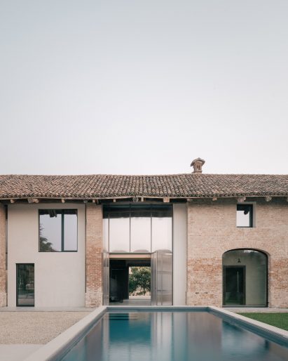 Exterior of converted farmhouse in Turin