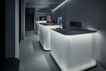 Self-service machines on polycarbonate counters