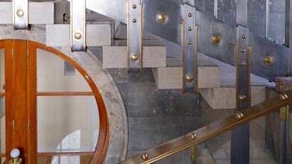 Metal staircase and handrail