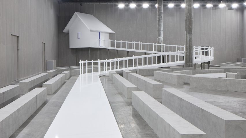 Prada catwalk house seen from behind