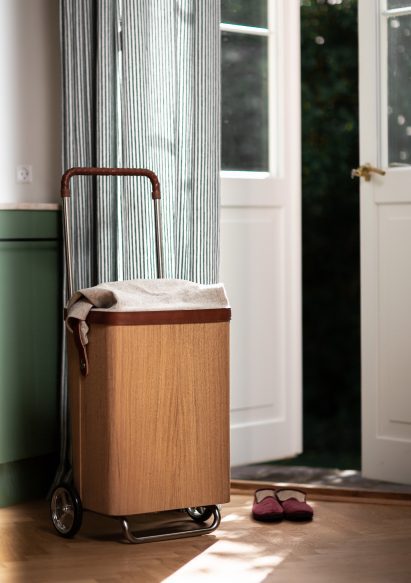Wooden shopping basket from The Furniture We Need exhibition at 3 Days of Design