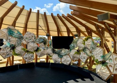 Interior of Hayes Pavilion by Re:Right Design at Glastonbury 2024