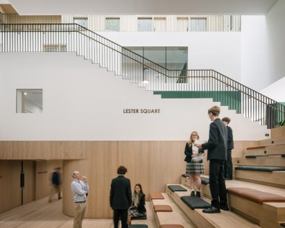 Atrium inside Brighton College performing arts centre by Krft