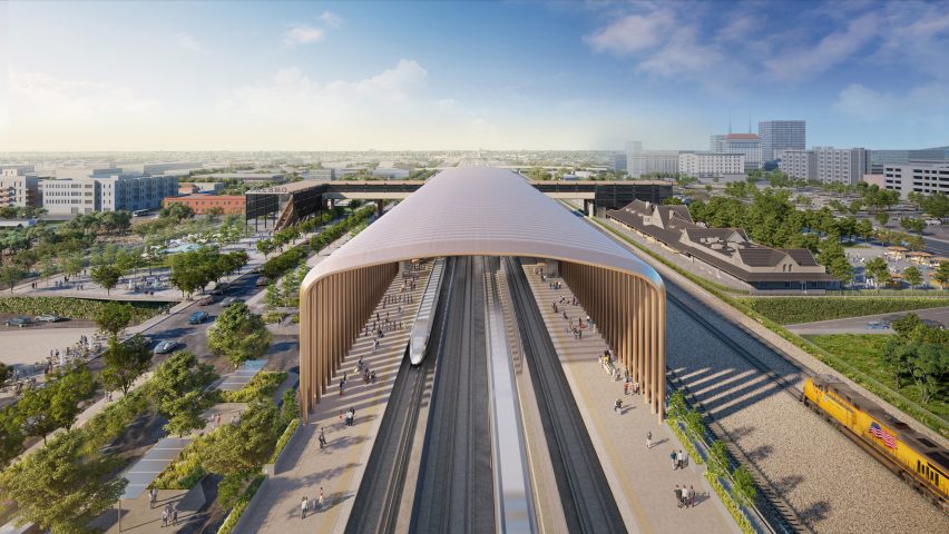 Metallic dome over rail station