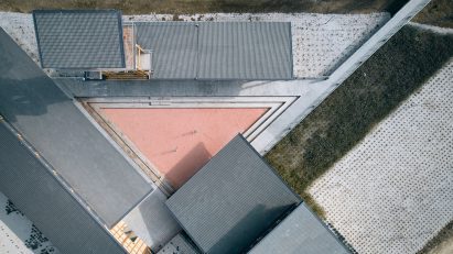 Aerial view of Çatalhöyük Visitor Center in Turkey