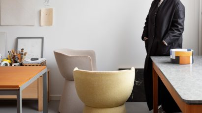 Cecilie Manz with the Monolit chair for Fritz Hansen