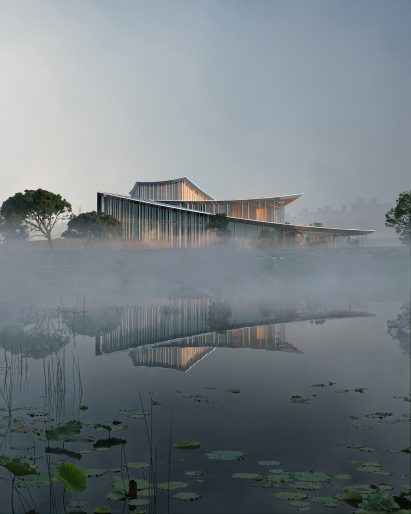 Render of Chungnam Art Center by 3XN