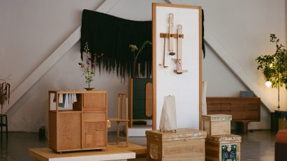 wooden furniture and wall hangings