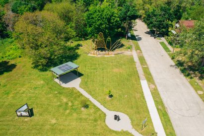 A birdseye view of an installation in Detroit