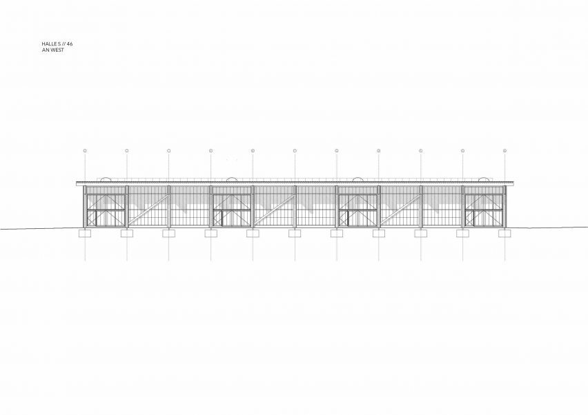 East elevation of Halle S 46 by Aretz Dürr Architektur