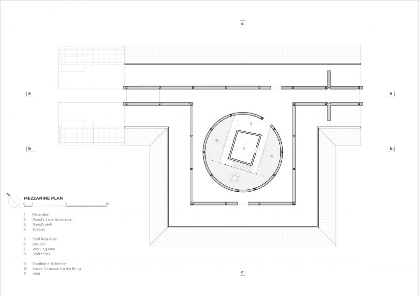Mezzanine plan of Terra Cotta Workshop by Tropical Space