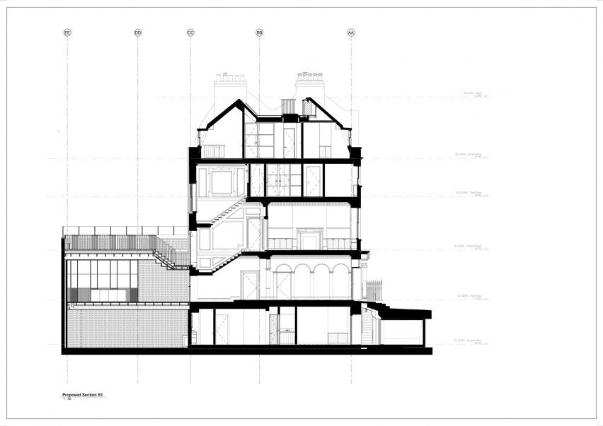 Section of Fitzrovia office by SPPARC