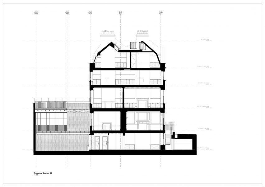 Section of Fitzrovia office by SPPARC