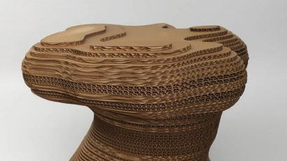 Design model made out of layered cardboard