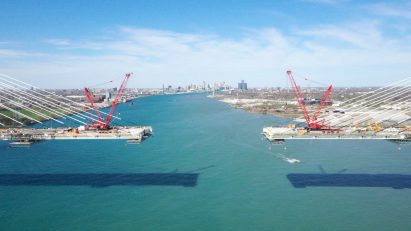 A bridge nearing completion