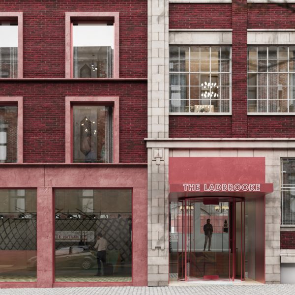 Red-tone facade of building