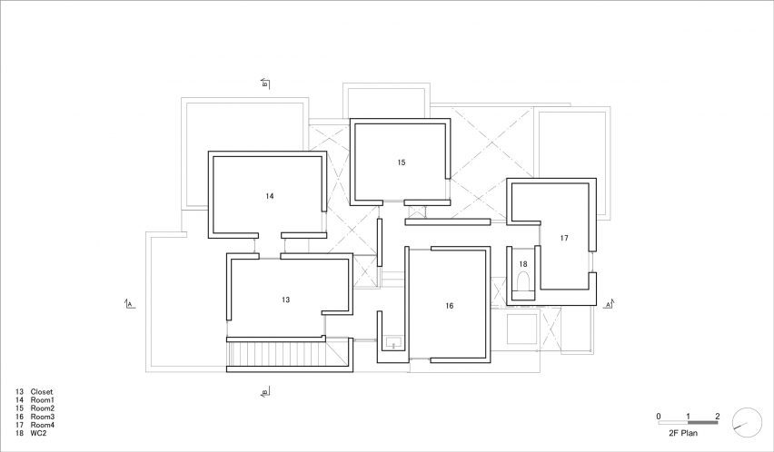 Floor plan of House in Tsurumi-ku by FujiwaraMuro Architects