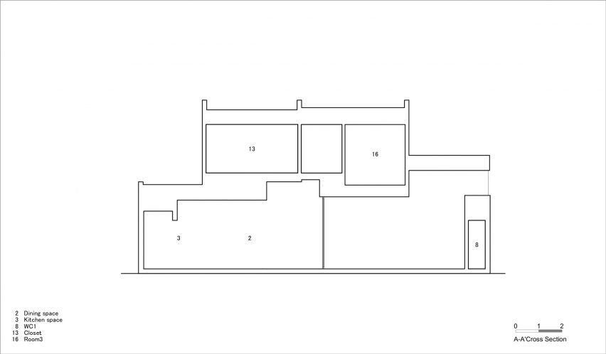 Section of House in Tsurumi-ku by FujiwaraMuro Architects