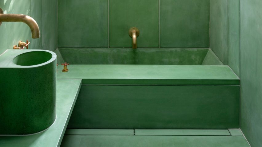 Green bathroom interior