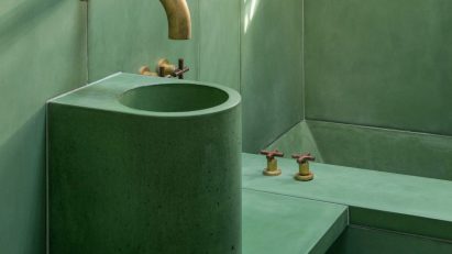 Green bathroom interior