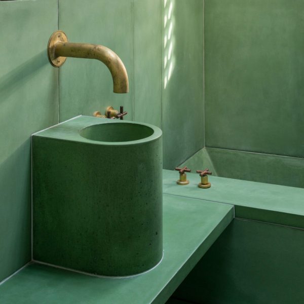 Green bathroom interior