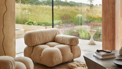 Poufy chair in living room