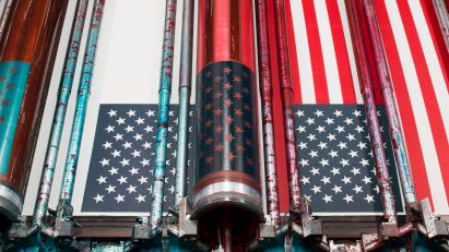 American flag on rotary printer