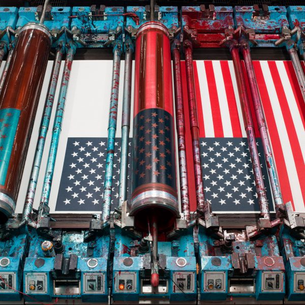 American flag on rotary printer