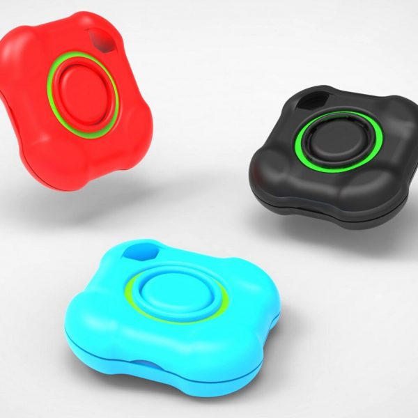 A visualisation of three gadgets, one red, one black and one blue, against a grey background.