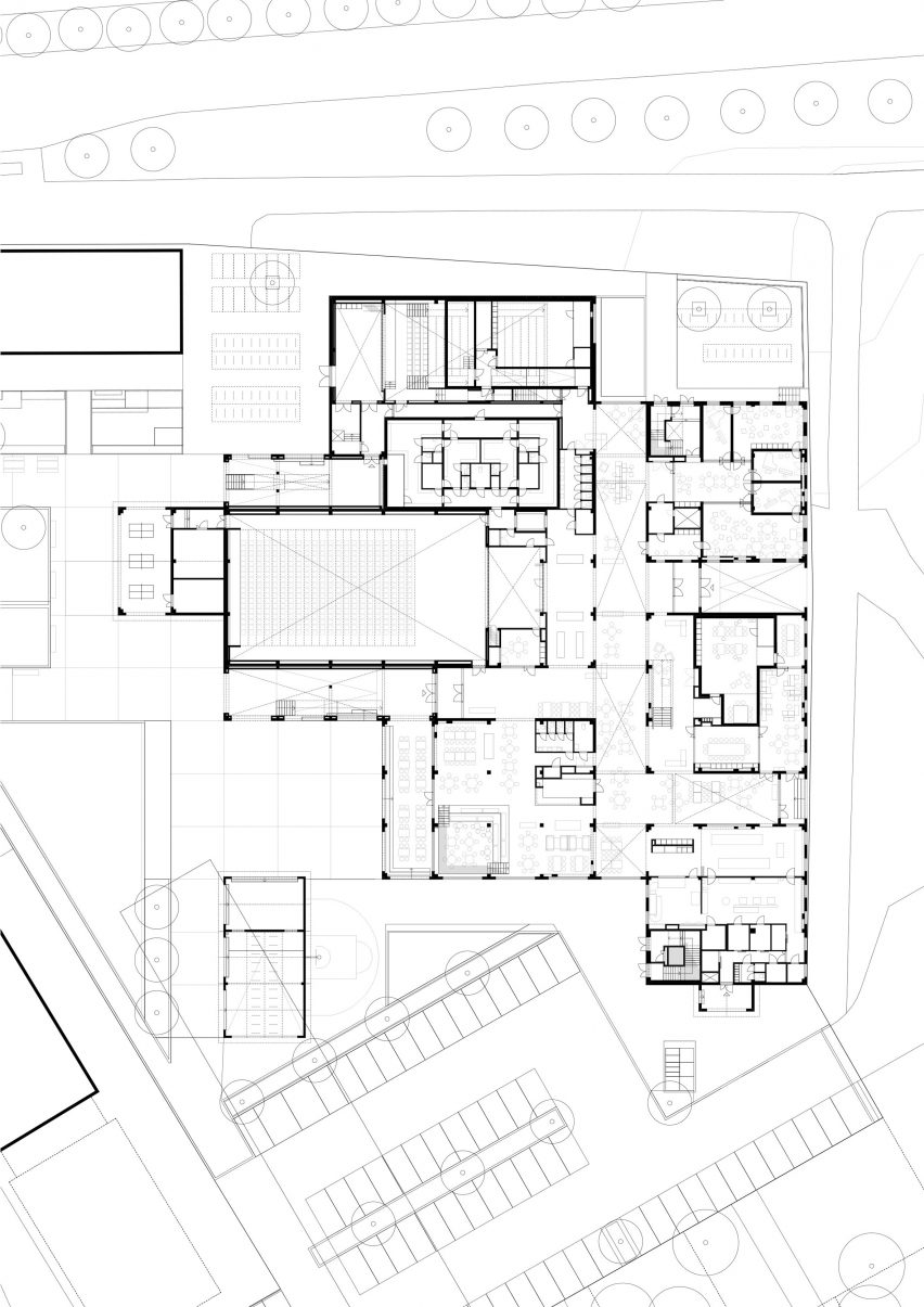 Ground floor plan of Monio High School and Cultural Centre by AOR Architects