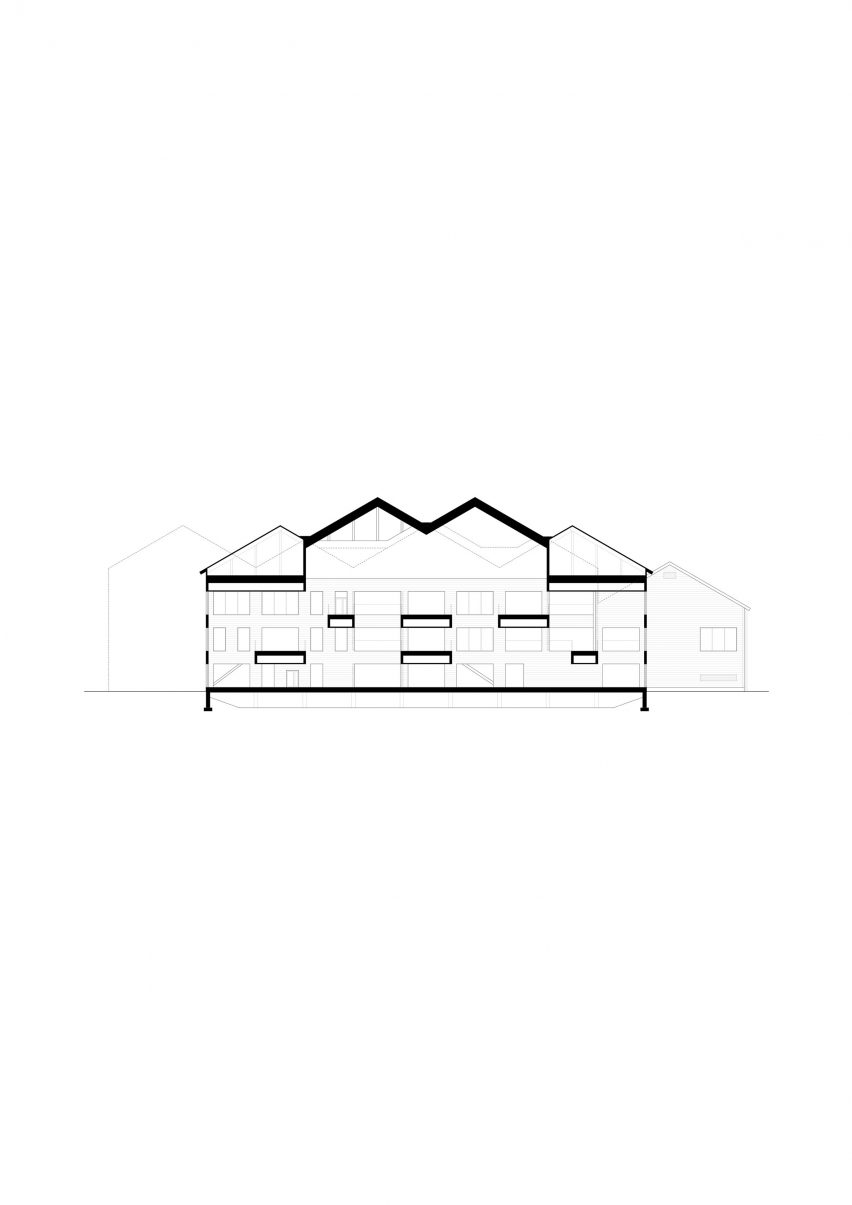 Section of Monio High School and Cultural Centre by AOR Architects
